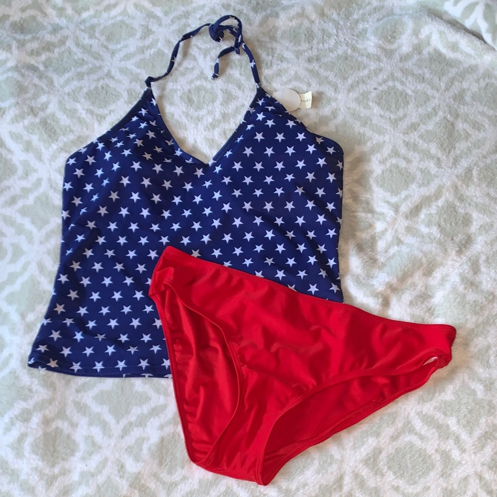 Bobbie Brooks Blue and Red Star Bikini 2X